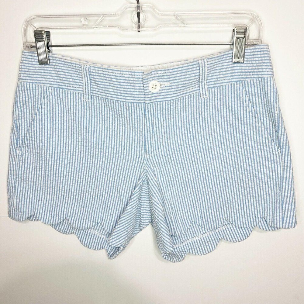 Lilly Pulitzer Buttercup Sz 0 Seersucker Blue Shorts 5”